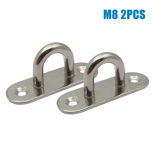 Heavy Duty Eye Plate Oblong Hook Loop Pad Siver Stainless Steel Staple