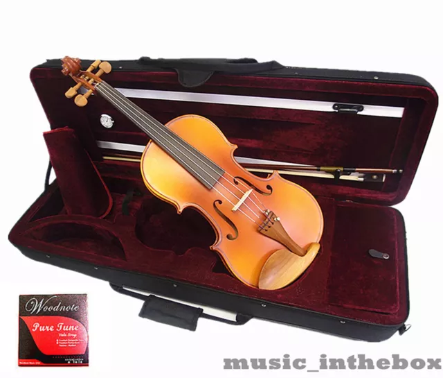 New Model 4/4 Flamed Back Violin + Bow+ Rosin + Square Case +String set -Limited