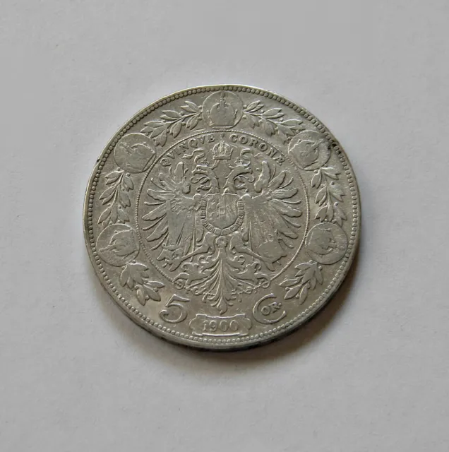 ÖSTERREICH: 5 Kronen 1900 "FRANZ JOSEPH I.", ANK 71, sehr schön, II.