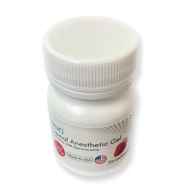 Hexa TG-4002 - Strawberry flavored Topical Anesthetic Gel (Benzocaine 20%), 1 oz