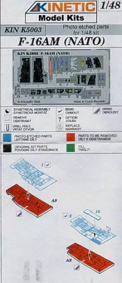 Kinetic K5003 1:48 General-Dynamics F-16AM NATO Photo-Etched Parts