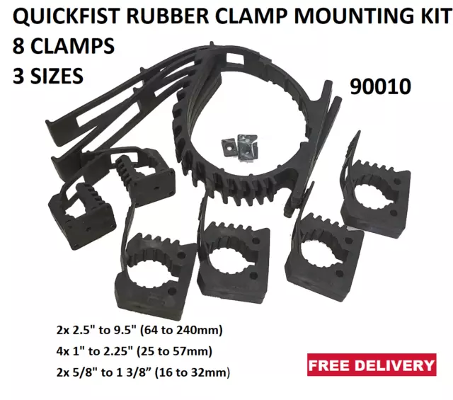 Quickfist Rubber Clamp Mounting Kit 8 Clamps 3 Sizes 90010