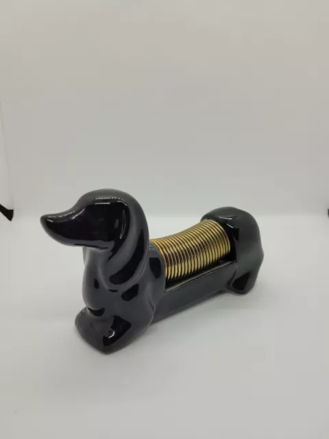 Ceramic Weiner Dog Spiral Coil Vintage 1958 Mail Holder Streamline Imagine  F27 3