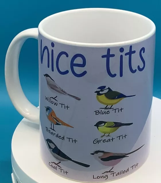 personalised, Beautiful bird tit Mug printed on both sides blue tit cold tit