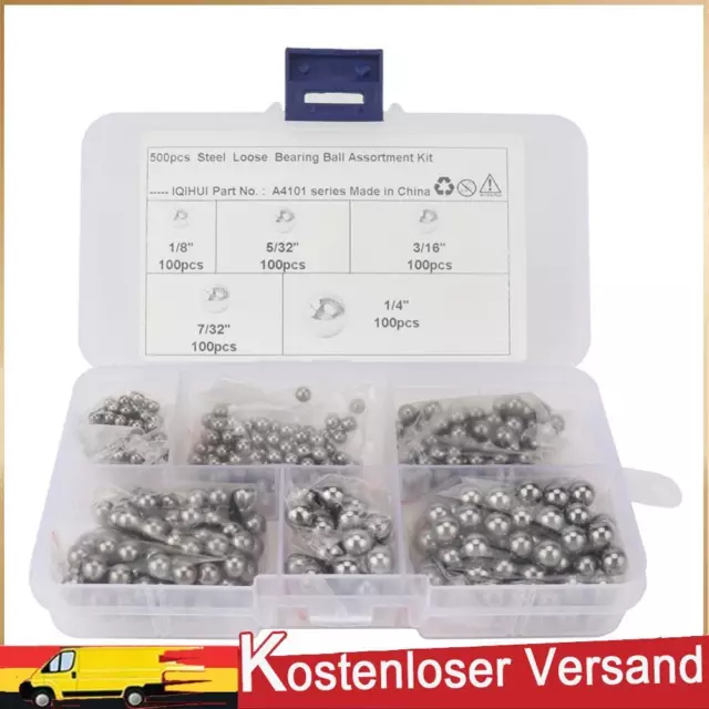 500pcs Precision Steel Bearing Balls 1/8 5/32 3/16 7/32 1/4 inch Grade 25 + Box