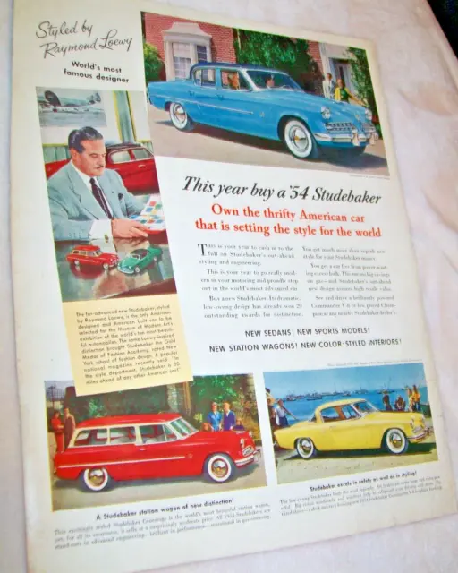 1954 54 Studebaker large color mag car ad - Cruiser , Starliner, Wagon w/  Loewy