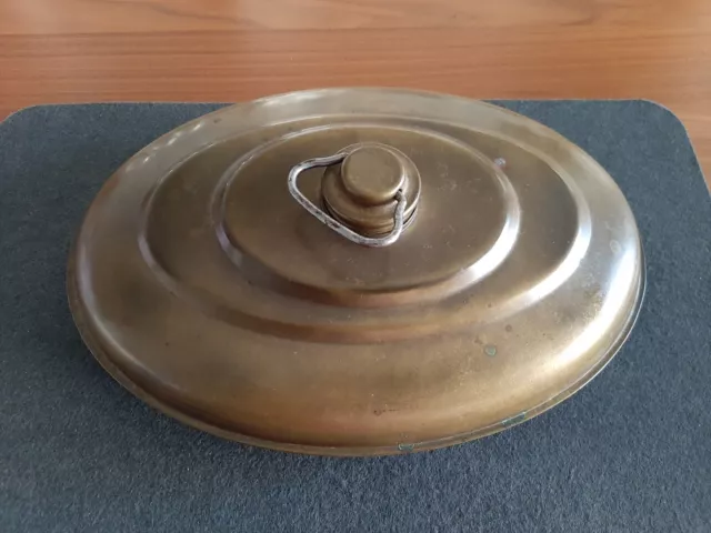 Schöne alte Messing Wärmflasche Bettflasche Dekoration oval antik keine Löcher