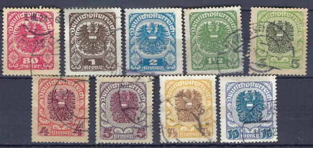 Deutsch-Österreich, gestempelt 1920/21; Mi. 312-320 kompletter Satz