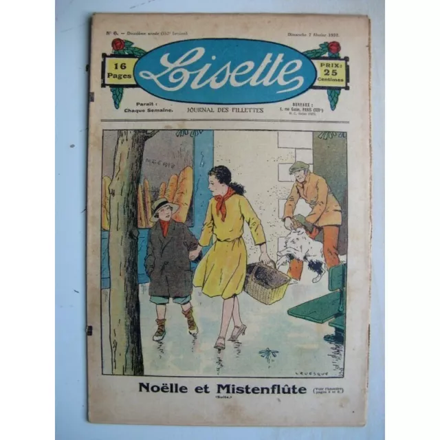 LISETTE N°6 (7 février 1932) Noëlle et Mistenflûte (Le Rallic) Poupée Lisette...
