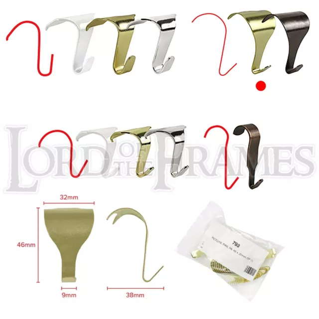 20 x ganci per stampaggio su rotaia antica cornice da appendere cornice 46x32 mm