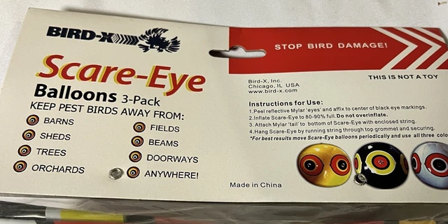 Bird-X Scare Eye Balloon 3 Pack 3d Eye replica scares pest birds  New