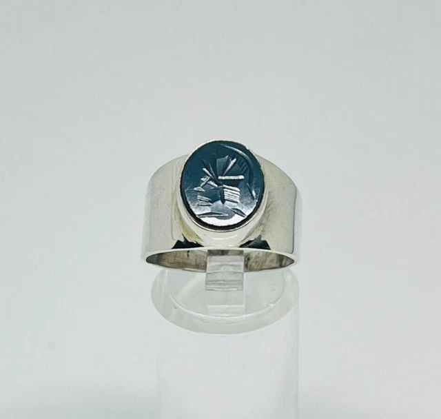 Fabulous Roman Centurion Hematite Intaglio Ring 925 Silver Size P~P1/2 #15682 Fabulous Roman Centurion Hematite Intaglio Ring 925 Silver Size P~P1/2 #15682