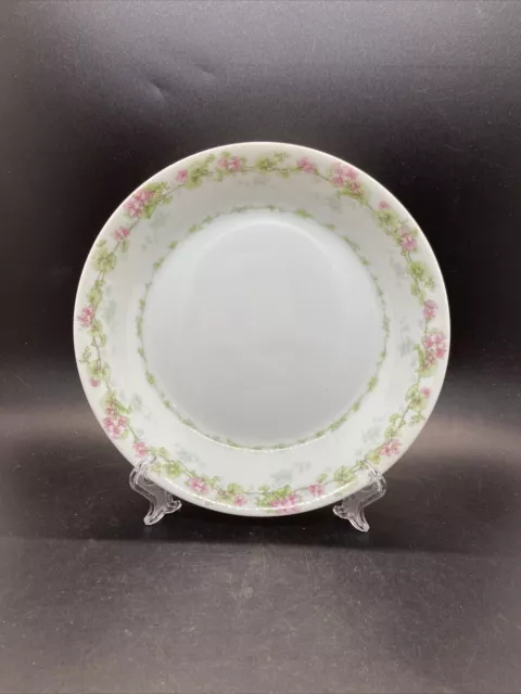 Vintage Limoges France Porcelain Soup / Salad Bowl Wm Guerin Co Pink Floral Trim