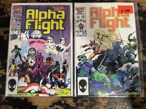 2 COMIC LOT - Alpha Flight #33 & #34 (Marvel 1986) 1st & 2nd Lady Deathstrike