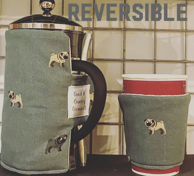 Caffettiere, copertura stampa francese e manica tazza caffè - Sophie Allport Pug - Natale