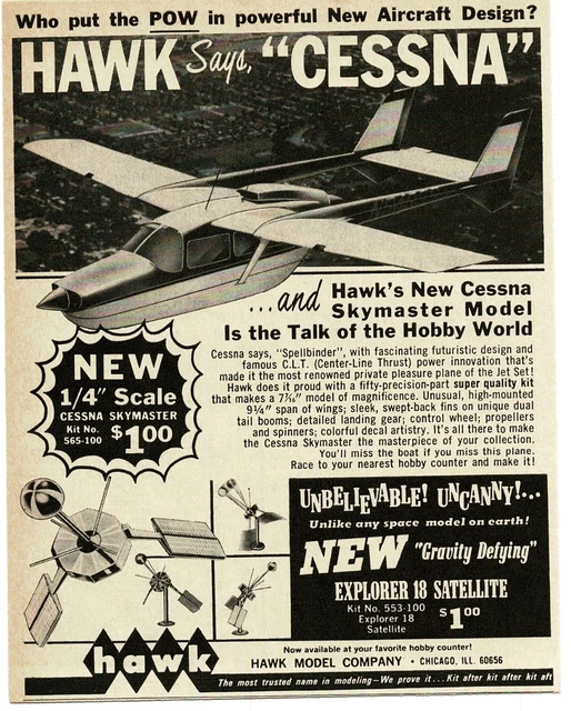 1968 HAWK CESSNA Skymaster model airplane kit Vintage Print Ad £7.85 PicClick UK