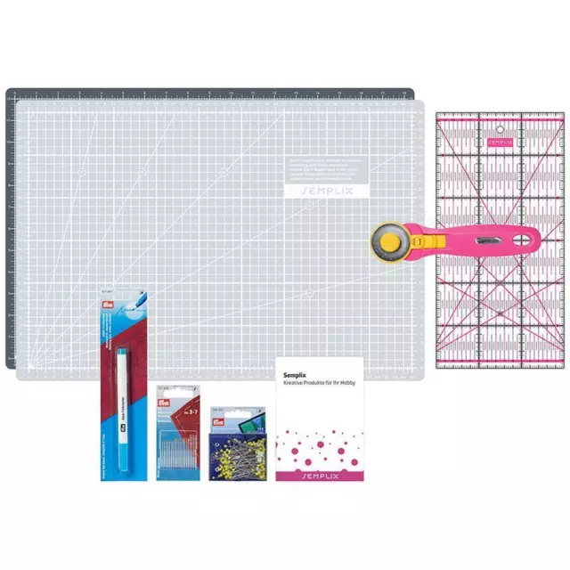 Semplix Patchwork Starter Set grau/pink + Prym Aqua-Trickmarker