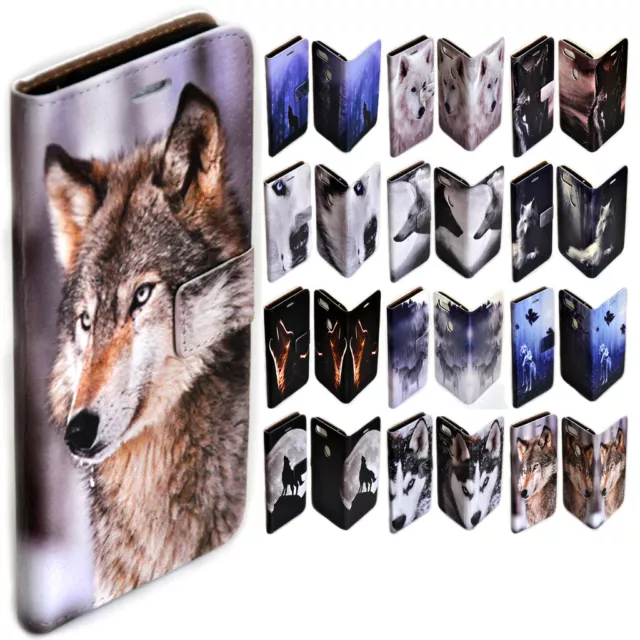 For OPPO Series - Wolf Wolves Theme Print Wallet Mobile Phone Case Cover #3