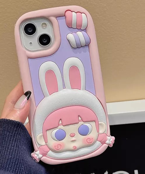 3D Cute Candy Rabbit Bunny Girl Coque Cover Case For Iphone 15 Pro Max 14 13 12