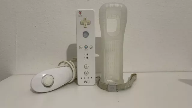 Controller Joystick  NINTENDO WII WII U ORIGINALE BIANCO + Guscio + Nunchuck