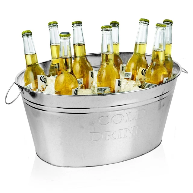 LARGE GALVANISED METAL Wine Champagne Beer Bottle Ice Cooler Bucket