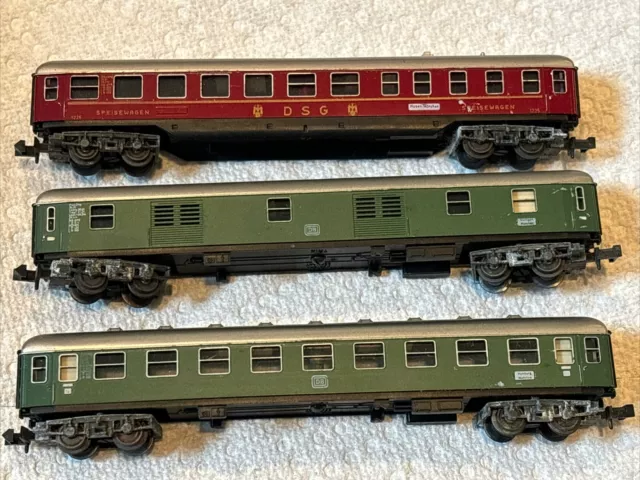 Trix N Scale Passenger Car Set Of 3 Cars Used...lot Western Germany