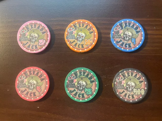 Nevada Jack Skulls 10 Gram Ceramic Poker Chips Sample Set - 6 Chips - 1 of each