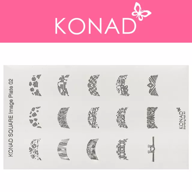 Original KONAD ® Stamping Nailart Design Schablone Square Image Plate - XL 02