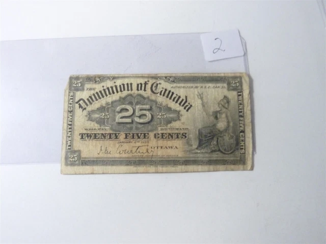 CANADA BANKNOTE SHINPLASTER 1900  25 cent SIGNATURE  COURTNEY NO2