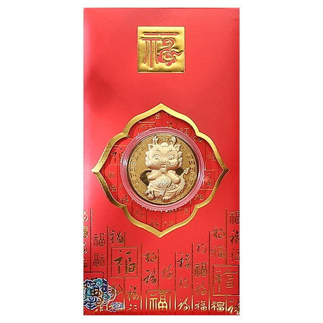 Chinese New Year Red Envelopes Dragon Lucky Money Envelopes Gold Coin Hong Ba J2