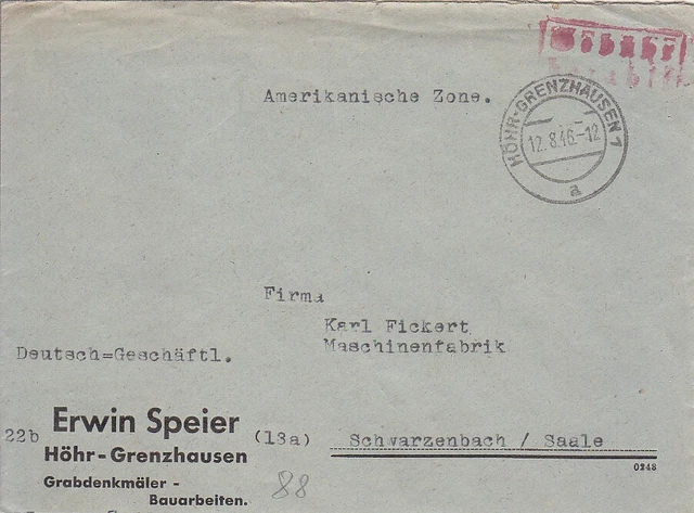 F.Zone - HÖHR - GRENZHAUSEN - Gebühr bezahlt - Brief - 1946