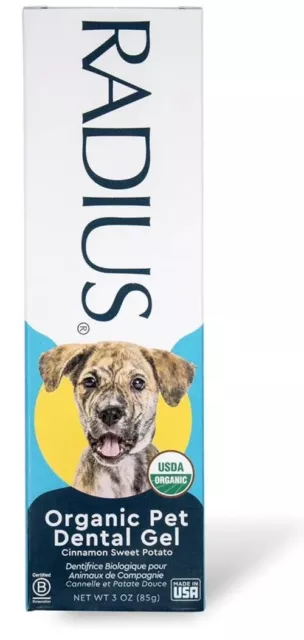 Radius Organic Pet Dog Canine Dental Gel 3 oz Cinnamon Sweet Potato Organic