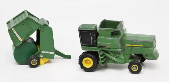 Ertl John Deere Combine & Round Hay Baler-Needs TLC
