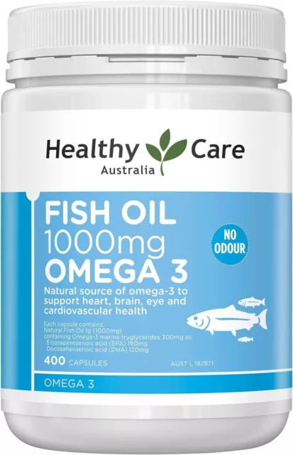 Healthy Care Fish Oil 1000mg Softgel Capsules, Blue, 400 Count