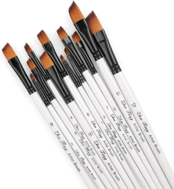 12Pcs Paint Brushes Set Artist Professional Brush Wooden Oil Acrylic Watercolor