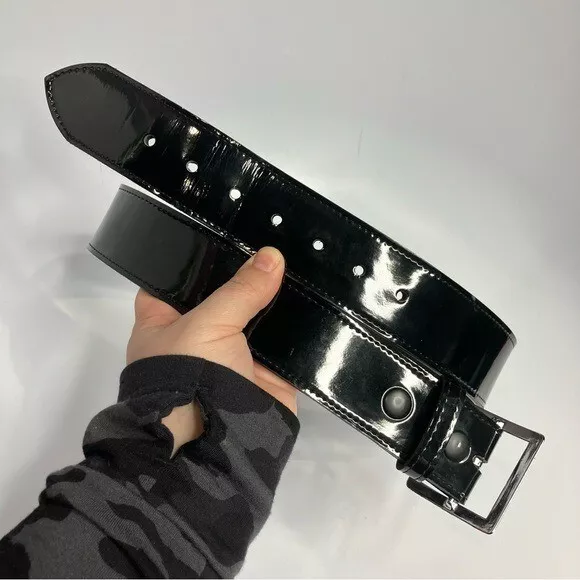 BOSTON LEATHER PATENT leather belt wide size 36 $35.00 - PicClick