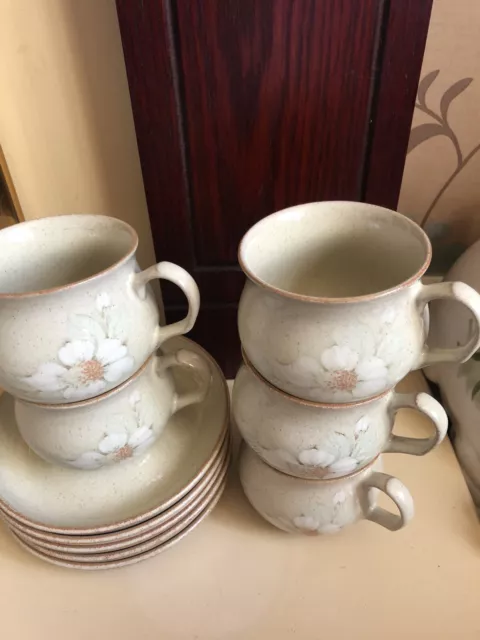 Vintage Denby Daybreak 5X Tea/Coffee Cups And Saucers