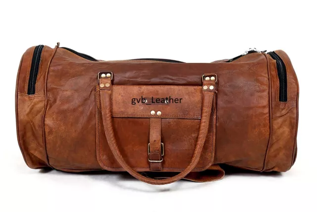 Vintage Men's Bag Leather Duffel Travel Luggage Air Cabin Weekender Overnight