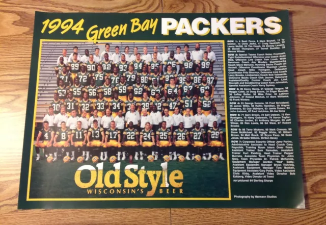1994 GREEN BAY Packers Poster Old Style Beer 24x18 Team Photograph VTG ...