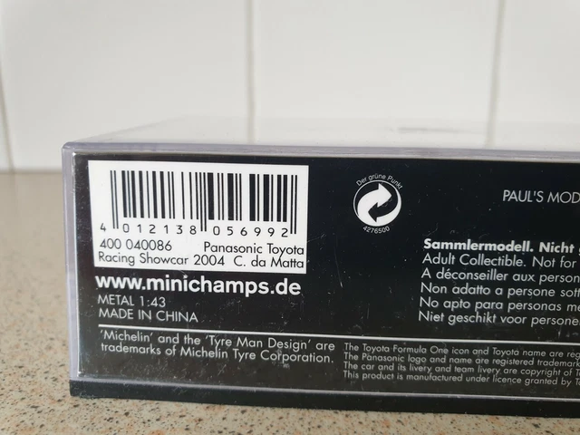 MINICHAMPS F1 400040016 Panasonic Toyota Racing TF104 #16 C. Da Matta 1