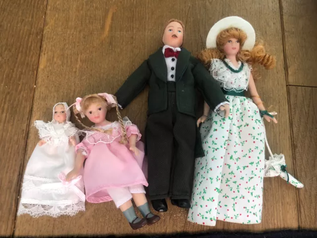 Vintage Emporium Victorian Dolls House Family Of 4 1:12 Adults 17Cm Vgc Ad73