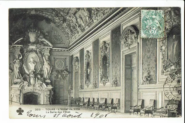 CPA - Carte postale-  -France -Tours - Hôtel de Ville-Salle des fêtes-1908