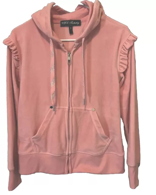 VRL Girl’s Youth Pink Cozy Soft Velvet Velour Hoodie | Full Zip | Size Small