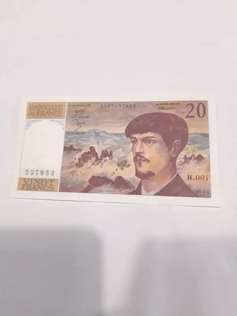 20 FRANCS DEBUSSY (1980) Billet de banque français debut de serie h.001 ttb