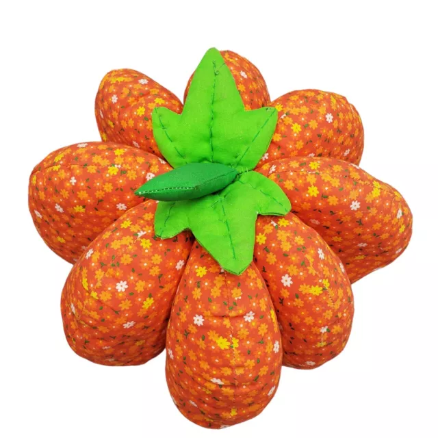 Almohada de felpa 3D de colección hecha a mano flores diminutas otoño calabaza mesa naranja 3