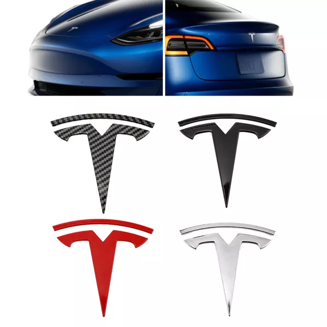 3D TESLA Emblem Front Bonnet Rear Trunk Badge Sticker for Tesla Model 3 Model Y