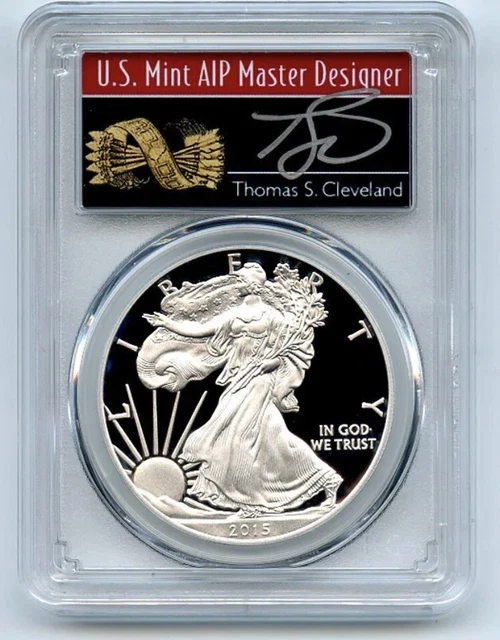 2015 W $1 Proof American Silver Eagle 1oz PCGS PR69DCAM Thomas Cleveland Arrows