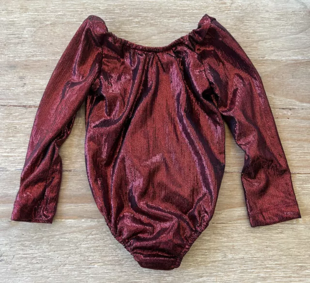Baileys Blossoms Leotard 12-18mo Long Sleeve Red Shimmer NEW One Piece