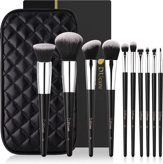Set 10 Pennelli Trucco Professionali, Custodia Regalo Da Donna Kabuki Sintetico