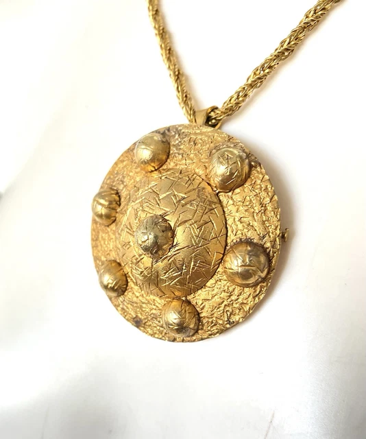 Broche Pendentif Vintage Or Et Cristaux Topaze - Occasion, Parfait état, Bijou Ancien